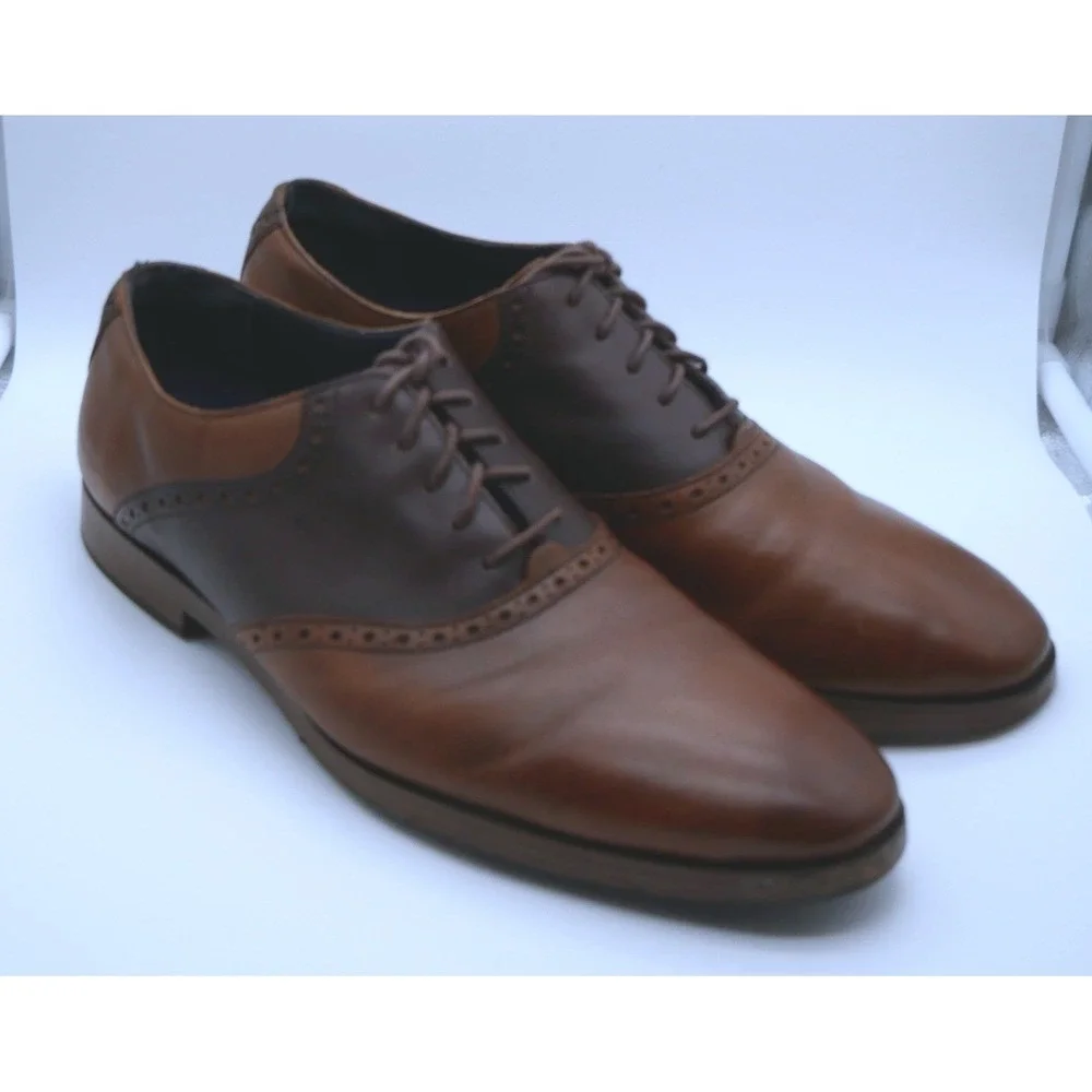 Cole Haan‎ Williams Saddle Oxford Shoes Brown Tan Leather C25083 Mens 9.5 M